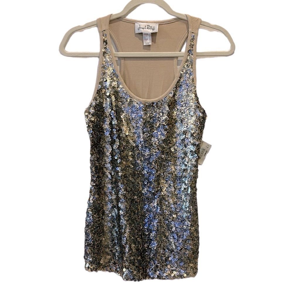 Joseph Ribkoff Vintage Sequins Front Metallic Tank Top 6​​​​​​​​​​​​​​​​​​ Retro